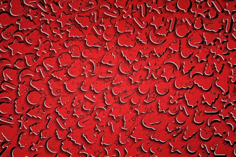 Red Christmas Cookies Background, Holiday greeting card