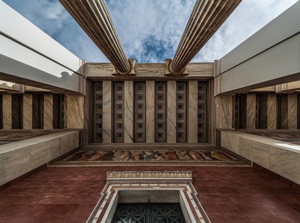 Athens Old Town, Attica, Greece, 12 28 2019 View from above over the entrance, pillars and ceiling