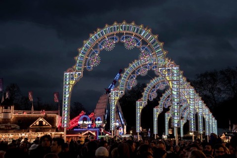 London, United Kingdom, December 12, 2015: People at Winter Wonderland amusement park in Hyde park