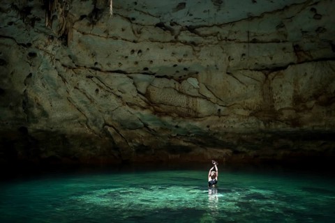 The beautiful waters in the cenotes of Hool Kosom, Yucatan, Mexico