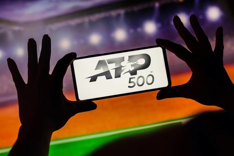 In this photo illustration, the ATP 500 (ATP World Tour 500) logo is displayed on a smartphone