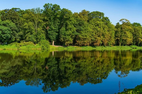 The lake at Royal Baths Park, Warsaw, Poland