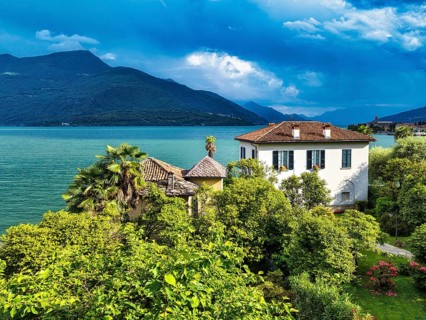 A view over Lake Como near Gravedona in Italy in summer