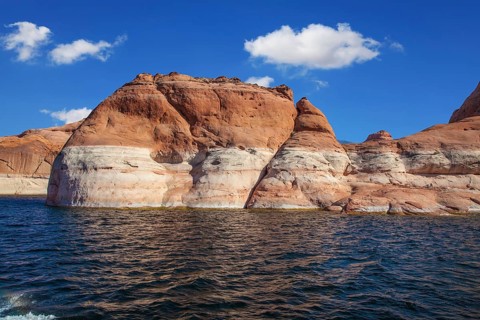 Picturesque artificial huge reservoir Powell on the river Colorado, USA. The lake is surrounded