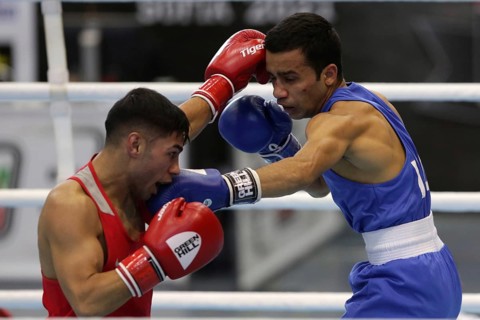 Sofia, Bulgaria. 27th February, 2021. Daniel Asenov (red) of Bulgaria and Deepak Komar of India