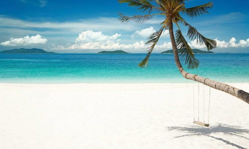 Rawa Beach in sunny day, world famous destination, beautiful weather and idyllic tropical island