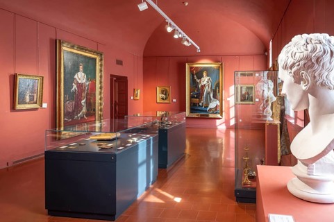 Napoleon Bonaparte in busts and paintings in the Salle Fesch of the Musee Fesch, Ajaccio, Corsica,