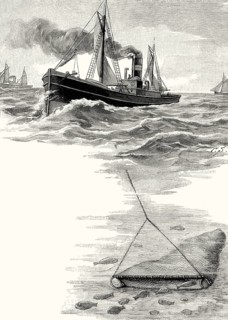 North Sea fish steamer with trawl, 19th century