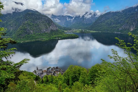 A view of the lake from Hallstatt in Austria