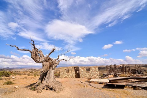 View of the Desert Tabernas in Almeria Province Spain