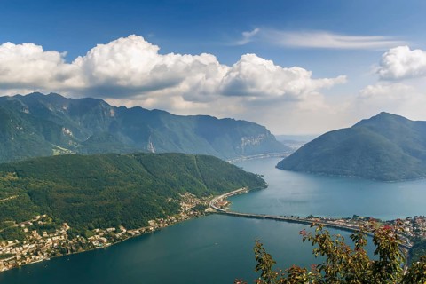 View of Lugano lake from Monte San Salvatore, Switzerland