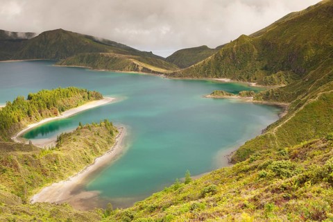 Caldera Lago di Fogo - lake on Sao Miguel Island, Azores, Portugal