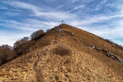 Mountaineering scene on Lake Como Alps