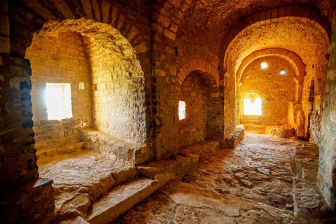Romanesque hermitage of Sta. Quiteria and S. Bonifacio (11th century) . Montsec massif. Huesca
