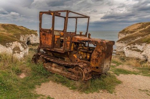 Flamborough, East Riding of Yorkshire, England, UK, September 14, 2018: An old rusty crawler on the