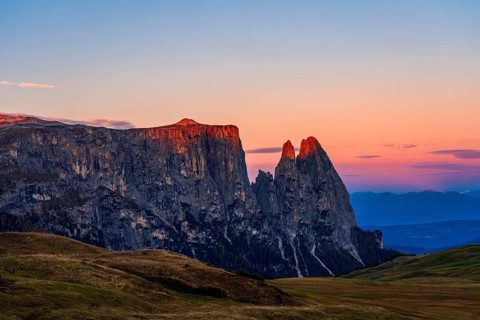Panoramic view of the Schlern a mountain in the South Tyrolean Dolomites in Italy