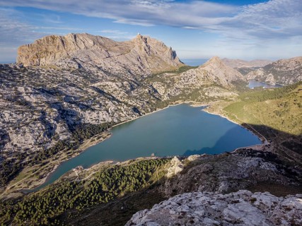 Cuber and Gorg Blau, reservoirs, Puig Major 1445 m. Fornalutx, Mallorca, Balearic Islands, Spain