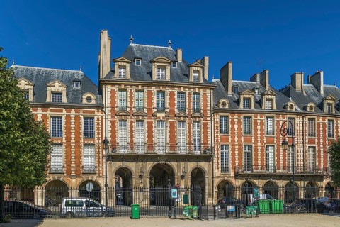 Building on Place des Vosges in Paris, France