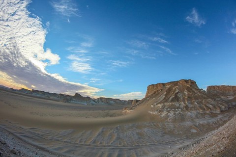 Late afternoon sun casting shadows on rocks in the Libyan desert white desert, Farafra, Egypt