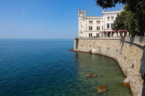 Castello di Miramare and the Adriatic sea shore, a marine Protected Area, Trieste, Italy