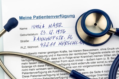 A living will in German. Instructions for the doctor or hospital in the event of a terminal illness