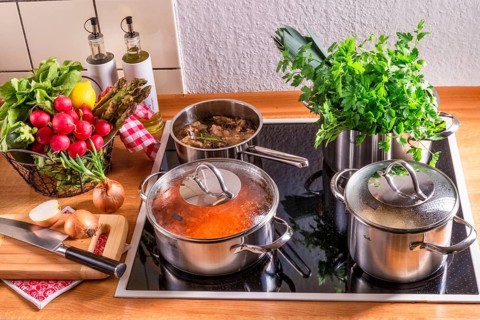 Cooking pots on the stove