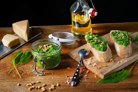 Delicious wild knob pesto with pine nuts