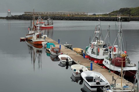 The harbour of Hovden in the Vesteraalen Islands in Northern Norway