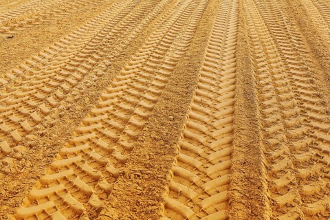 View on traks on sand