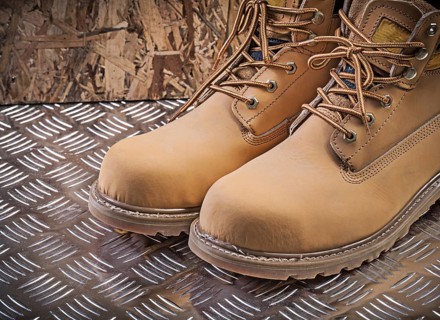 Working boots very close up view