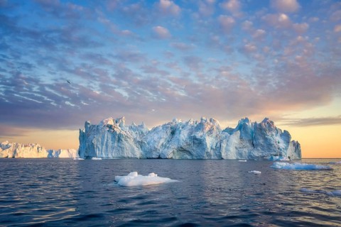 Greenland Ilulissat glaciers at fjord Disco Bay West Greenland
