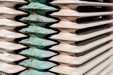 Old cast iron household radiators