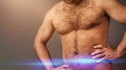 An image of a very hairy male body