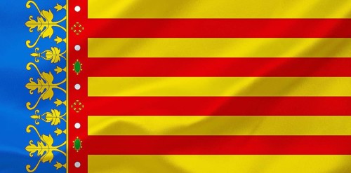 The flag of Valencia, Spain, Europe, EU, Studio