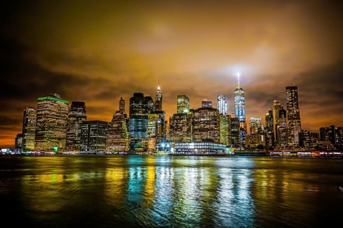 New York Manhattan night view. Shooting Location: New York, Manhattan