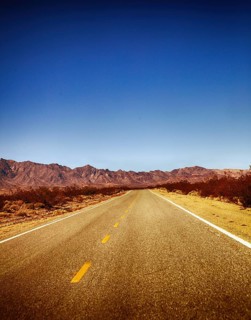 A country road from Los Angeles to Las Vegas through the California desert, USA