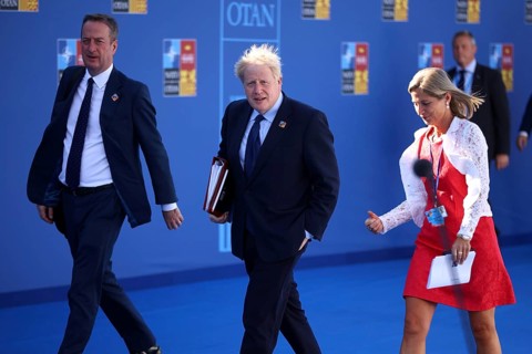 Spain, Madrid - 30 June, 2022: British Prime Minister Boris Johnson (C) attends the NATO summit in