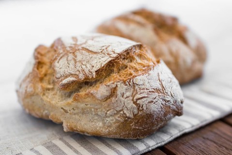 Extreme clos-up of rustic Italian bread, isolated on background out of focus