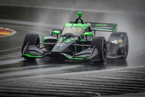 ROMAIN GROSJEAN (77) of Geneva, Switzerland comes through turn 12 (Canada Corner) during a wet