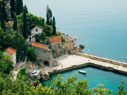 Boat mooring Arboretum Trsteno, near Dubrovnik in Croatia