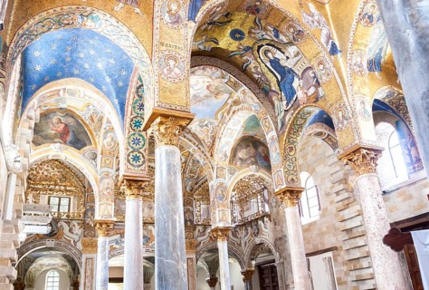 Luxurious interior in the church of the Martorana. Palermo, Sicily. Italy