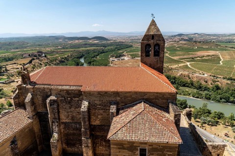 View of San Vicente de la Sonsierra, La Rioja, Spain. Church of Santa Maria la Mayor