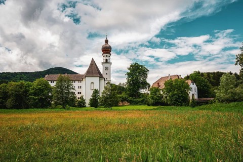 View of Höglwörth Monastery in Bavaria, Germany