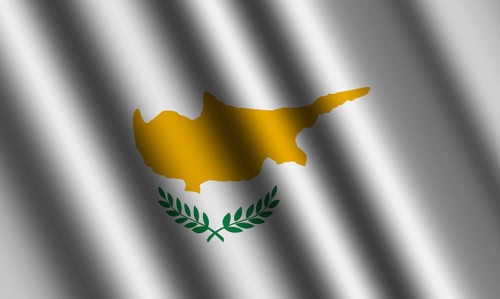 The Cypriot flag flying in the wind