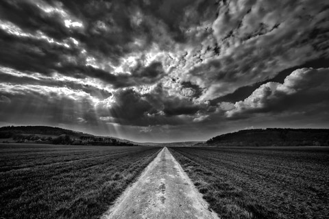 Biking way, near Oberweser, Weser Uplands, Weserbergland, Hesse, Germany