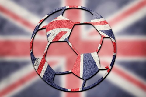 Soccer ball national Great Britain flag. Union Jack football ball