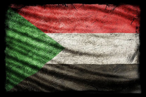 Sudan Flag, Grunge Texture Background