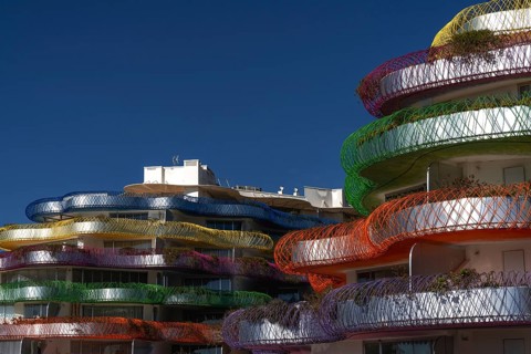 Ibiza, Spain, 1 February, 2024: view of the landmark modern architecture Miramar residence and