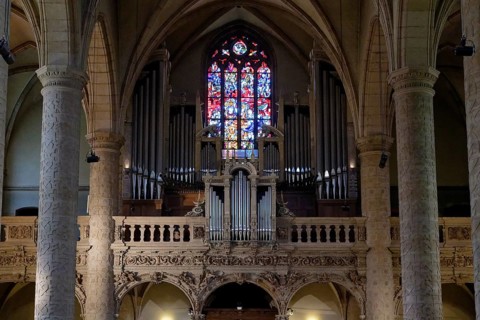 Interior view, Organ, Notre-Dame de Luxembourg Cathedral, Luxembourg City, Luxembourg, Luxembourg