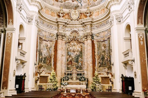 Dubrovnik, Croatia - 04 may 2016: Interior of the church of Saint Ignatius in Dubrovnik, Croatia
